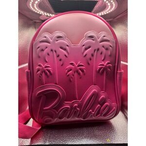 Barbie Pink Mini Backpack Embossed Palm Tree Logo Malibu Bag Gold Charm Zipper